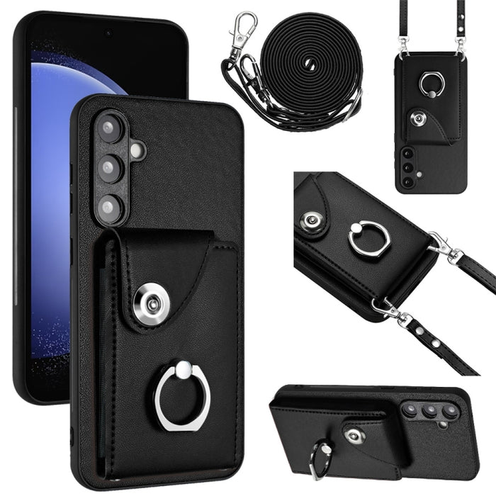 Organ Card Bag Ring Holder Phone Case with Long Lanyard, For Samsung Galaxy A25 5G, For Samsung Galaxy S23 FE 5G, For Samsung Galaxy A24 4G, For Samsung Galaxy A04e/M04/F04 4G, For Samsung Galaxy A34 5G, For Samsung Galaxy A54 5G�����������������������...