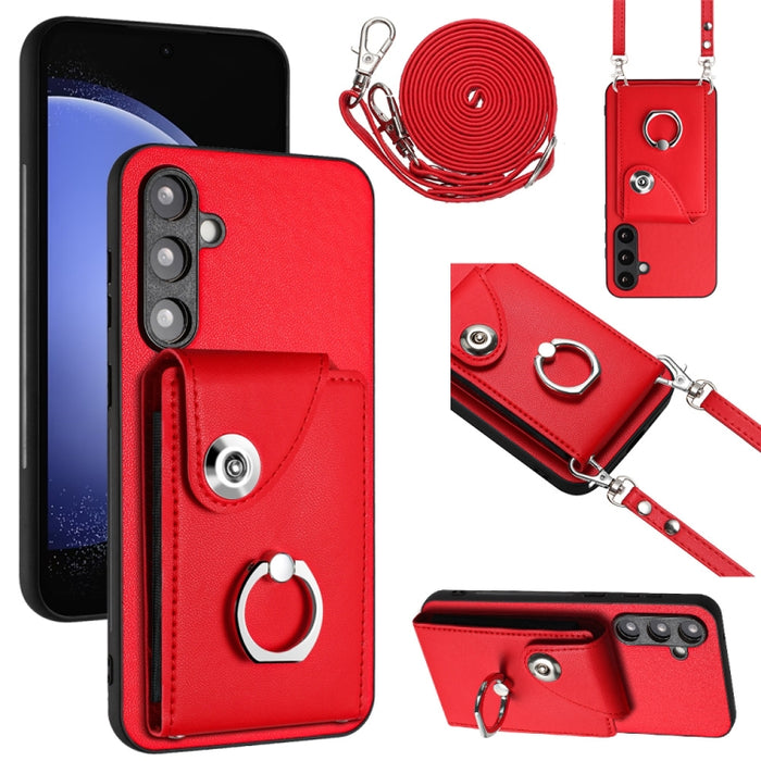 Organ Card Bag Ring Holder Phone Case with Long Lanyard, For Samsung Galaxy A25 5G, For Samsung Galaxy S23 FE 5G, For Samsung Galaxy A24 4G, For Samsung Galaxy A04e/M04/F04 4G, For Samsung Galaxy A34 5G, For Samsung Galaxy A54 5G�����������������������...