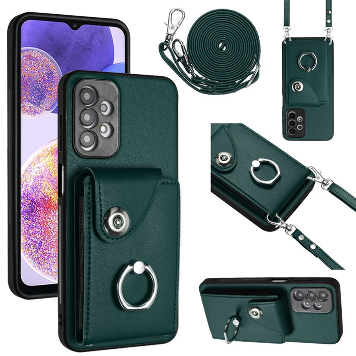 Organ Card Bag Ring Holder Phone Case with Long Lanyard, For Samsung Galaxy A13 4G, For Samsung Galaxy S22 Ultra 5G, For Samsung Galaxy S22+ 5G, For Samsung Galaxy S22 5G, For Samsung Galaxy S21 FE 5G, For Samsung Galaxy A52 5G, For Samsung Galaxy A12