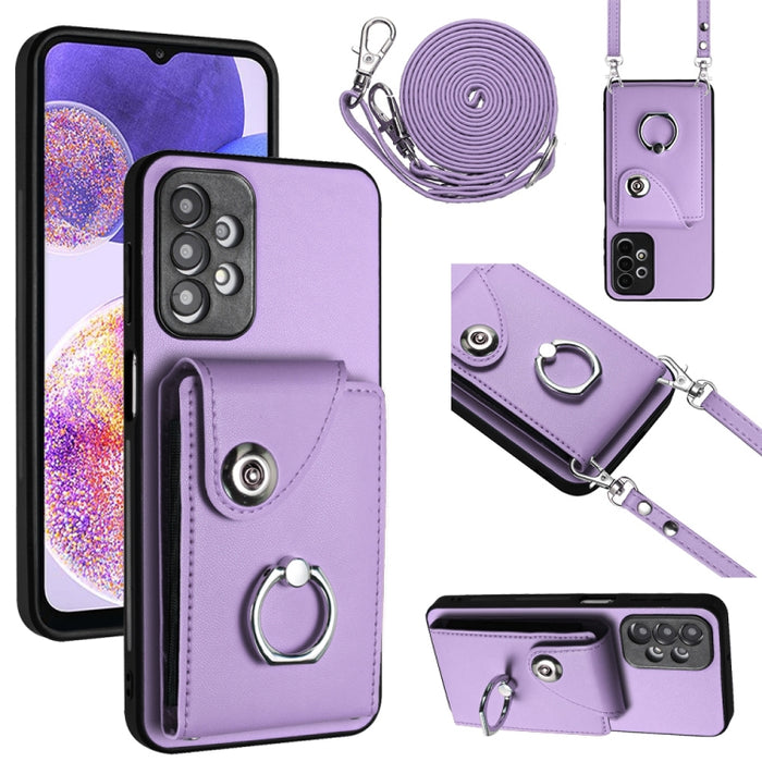 Organ Card Bag Ring Holder Phone Case with Long Lanyard, For Samsung Galaxy A13 4G, For Samsung Galaxy S22 Ultra 5G, For Samsung Galaxy S22+ 5G, For Samsung Galaxy S22 5G, For Samsung Galaxy S21 FE 5G, For Samsung Galaxy A52 5G, For Samsung Galaxy A12
