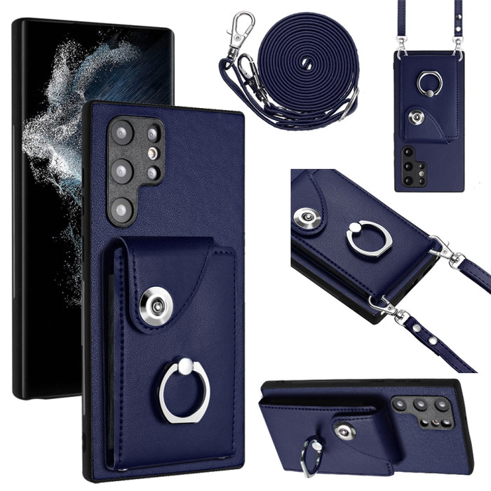 Organ Card Bag Ring Holder Phone Case with Long Lanyard, For Samsung Galaxy A13 4G, For Samsung Galaxy S22 Ultra 5G, For Samsung Galaxy S22+ 5G, For Samsung Galaxy S22 5G, For Samsung Galaxy S21 FE 5G, For Samsung Galaxy A52 5G, For Samsung Galaxy A12