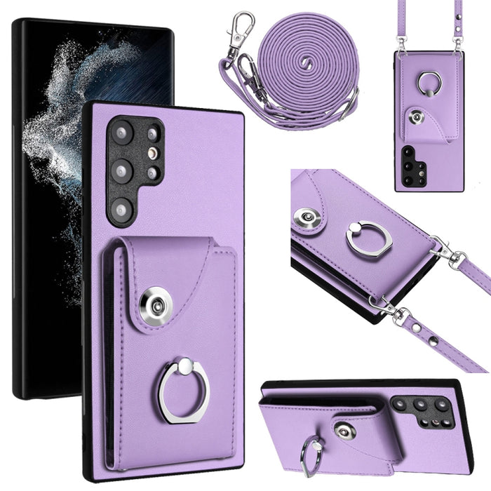 Organ Card Bag Ring Holder Phone Case with Long Lanyard, For Samsung Galaxy A13 4G, For Samsung Galaxy S22 Ultra 5G, For Samsung Galaxy S22+ 5G, For Samsung Galaxy S22 5G, For Samsung Galaxy S21 FE 5G, For Samsung Galaxy A52 5G, For Samsung Galaxy A12
