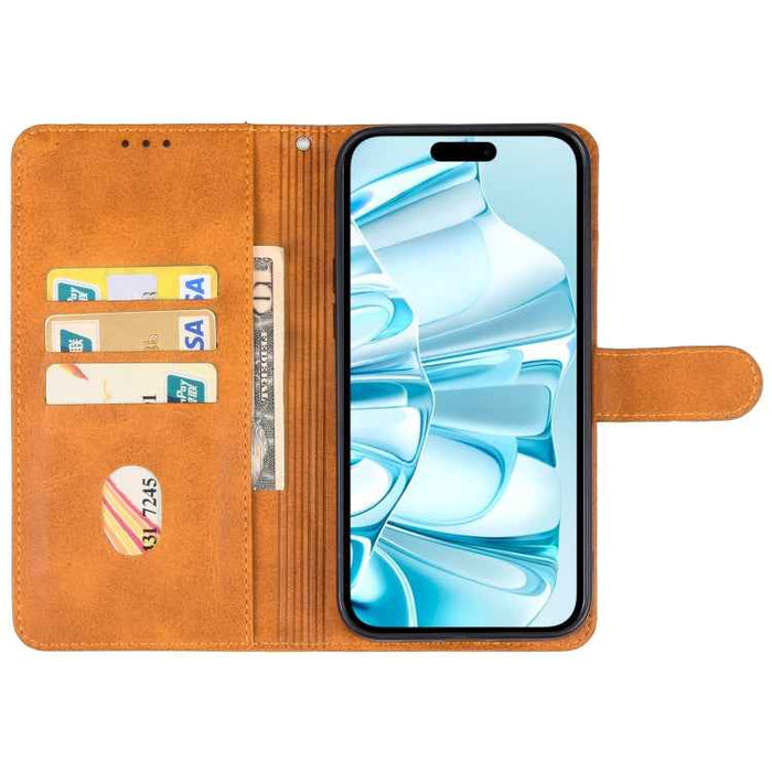 For iPhone 16 Plus Leather Phone Case(Brown)