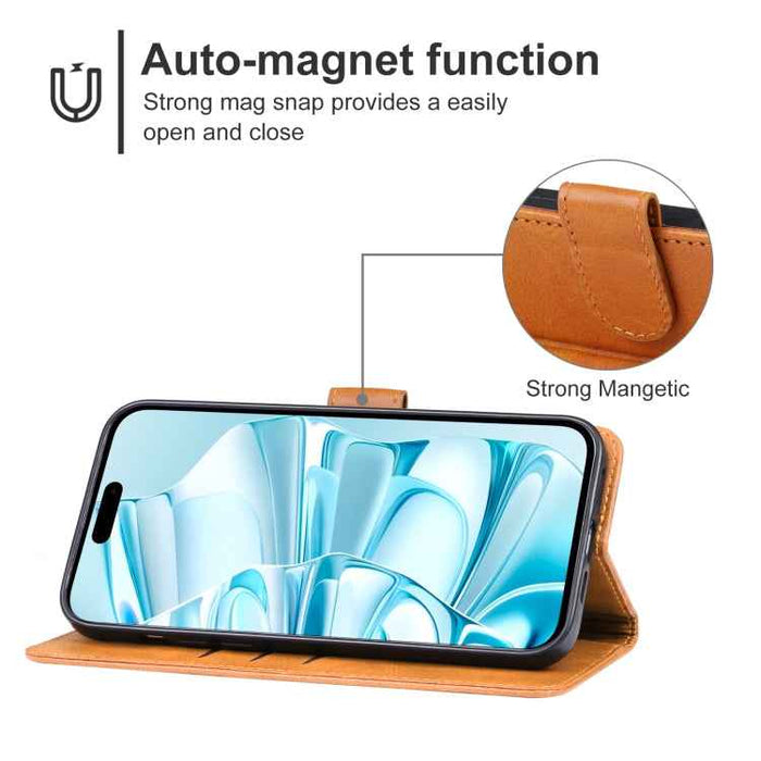 For iPhone 16 Plus Leather Phone Case(Brown)