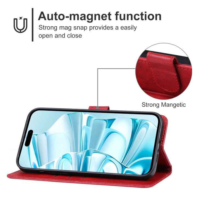 For iPhone 16 Leather Phone Case(Red)