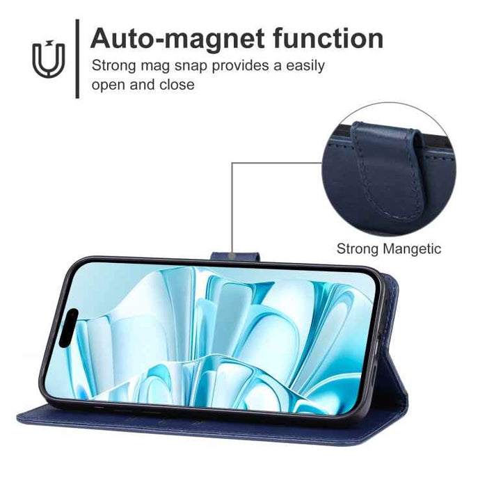 For iPhone 16 Leather Phone Case(Blue)