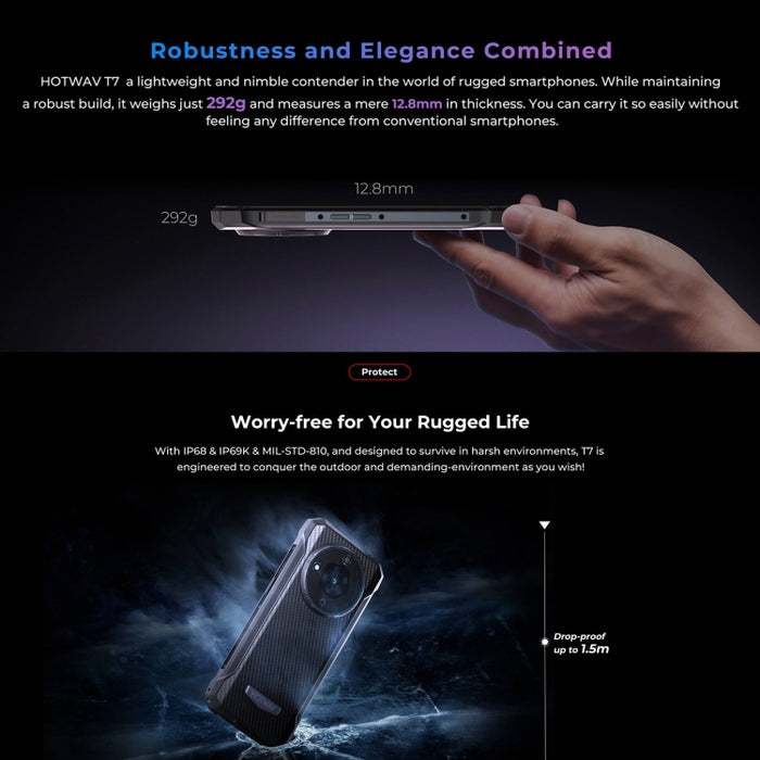 HOTWAV T7 Rugged Phone, 6280mAh, 6.52 inch Android 13 MT8788 Octa Core, Network: 4G, OTG
