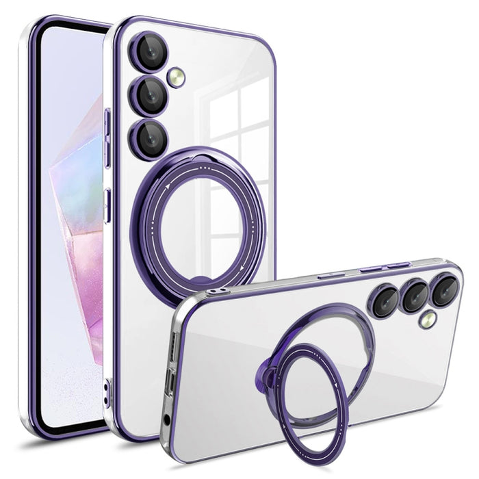 Electroplating MagSafe 360 Degree Rotation Holder Shockproof Phone Case, For Samsung Galaxy A55, For Samsung Galaxy A35, For Samsung Galaxy S24 Ultra, For Samsung Galaxy S24+, For Samsung Galaxy S24, For Samsung Galaxy A15, For Samsung Galaxy A05������...