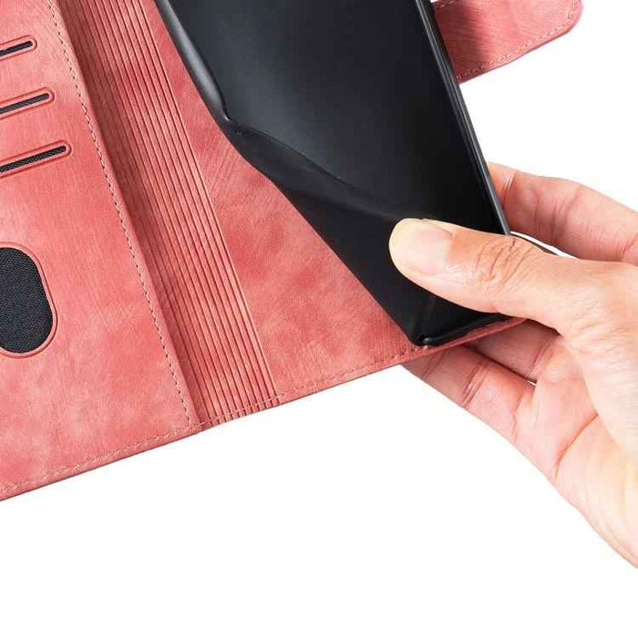 For iPhone 17 Pro Max Pen Heart Cat Embossed Leather Phone Case(Orange)
