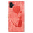For iPhone 17 Pen Heart Cat Embossed Leather Phone Case(Orange)