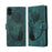 For iPhone 17 Pen Heart Cat Embossed Leather Phone Case(Green)