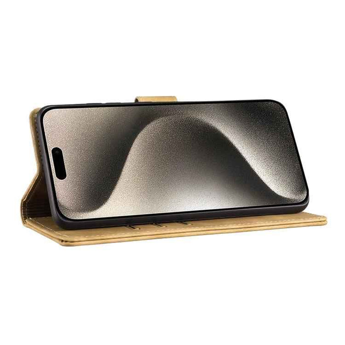 For iPhone 17 Air Pen Heart Cat Embossed Leather Phone Case(Apricot)