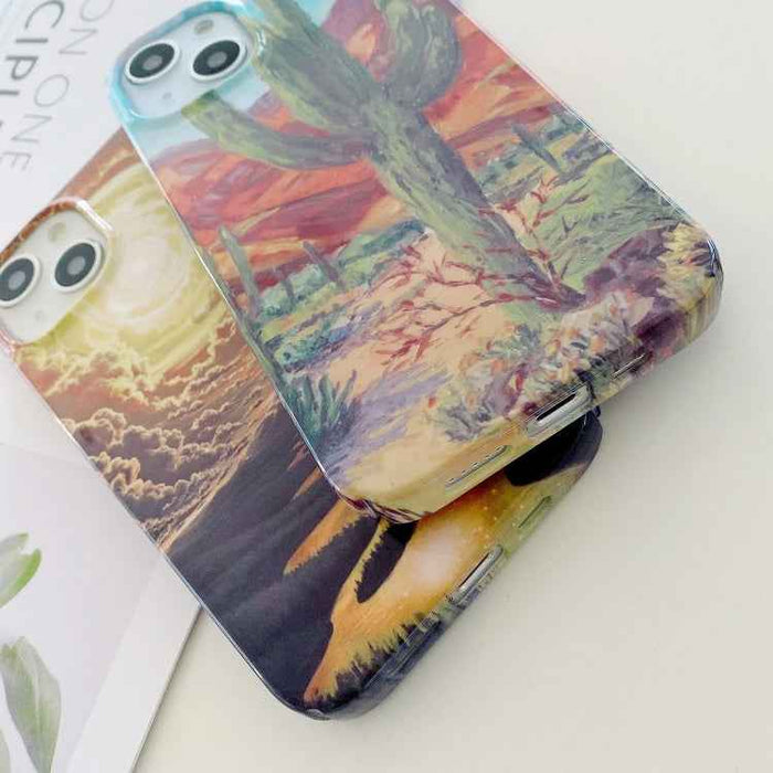For iPhone 16 Pro Varnishing Water Stick PC Phone Case(Cactus)