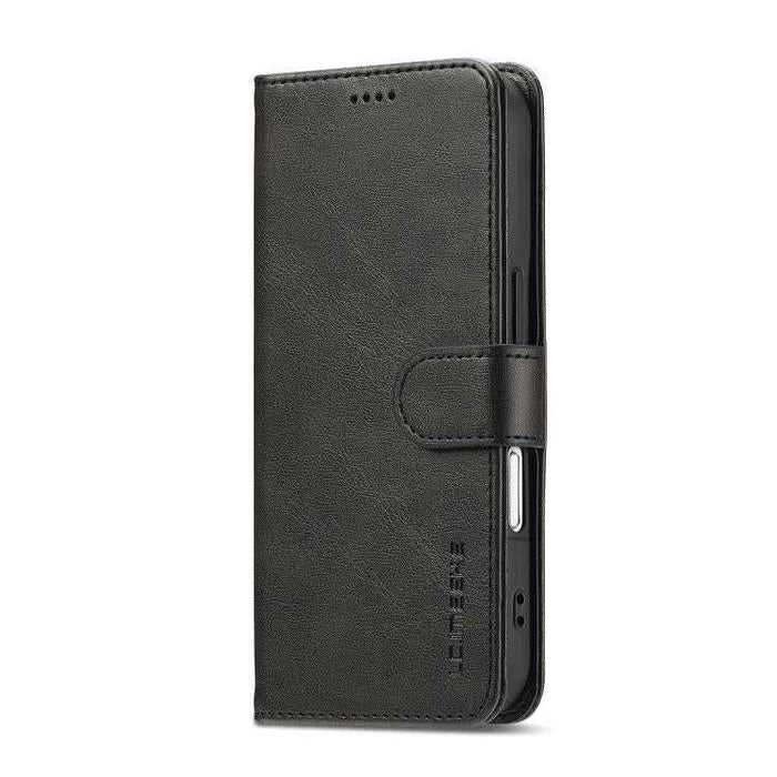 LC.IMEEKE Calf Texture Horizontal Flip Leather Case For iPhone 17(Black)