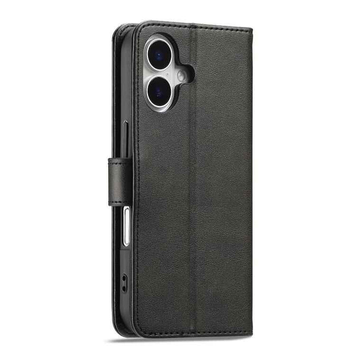 LC.IMEEKE Calf Texture Horizontal Flip Leather Case For iPhone 17(Black)