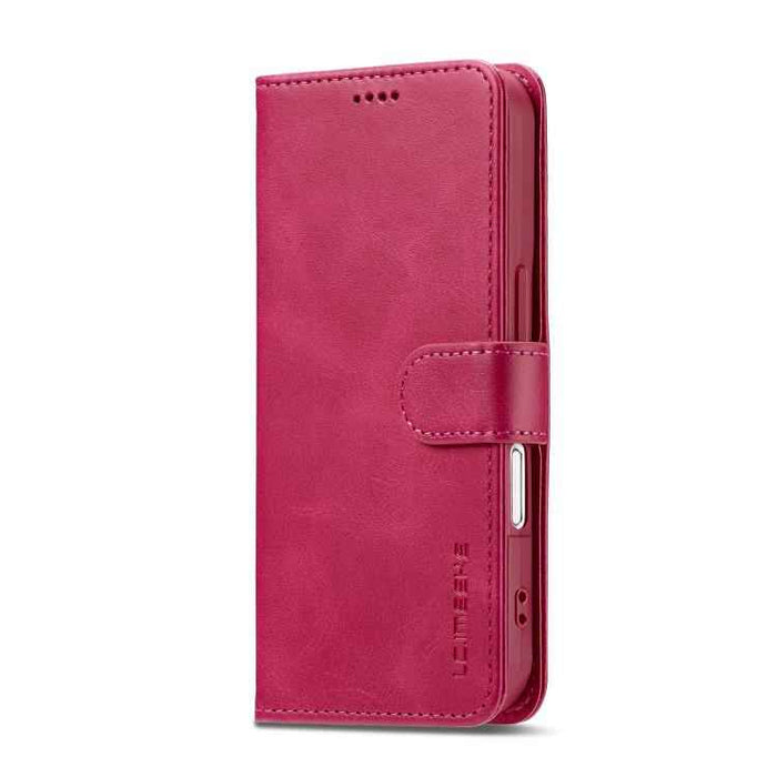 LC.IMEEKE Calf Texture Horizontal Flip Leather Case For iPhone 17(Red)
