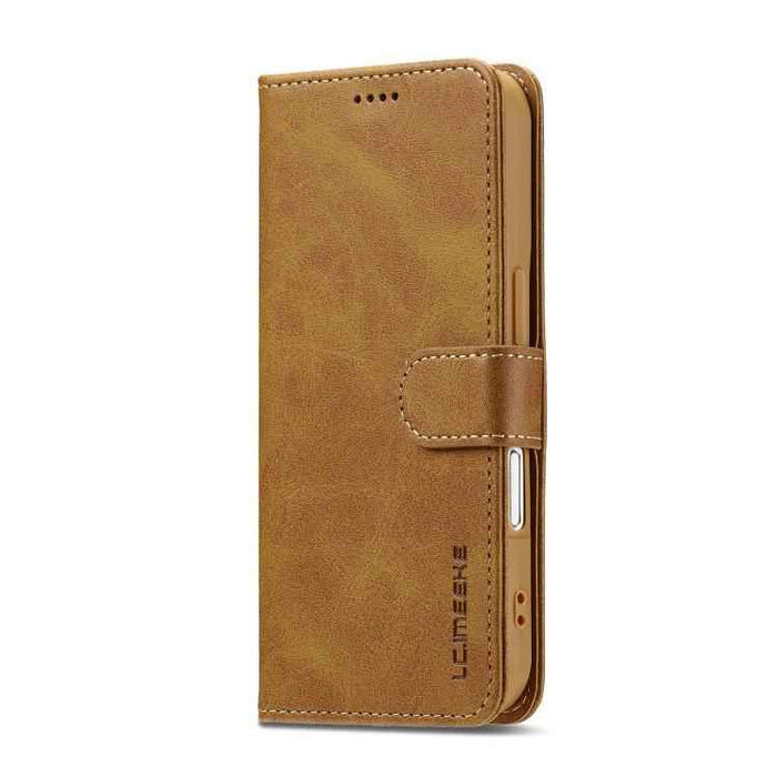 LC.IMEEKE Calf Texture Horizontal Flip Leather Case For iPhone 17(Yellow)
