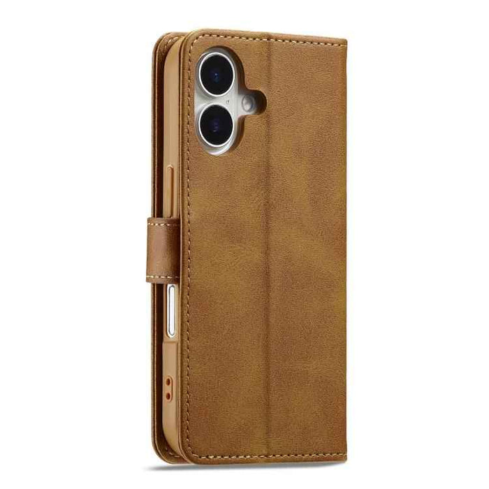 LC.IMEEKE Calf Texture Horizontal Flip Leather Case For iPhone 17(Yellow)