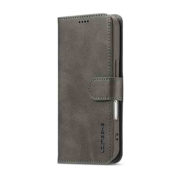 LC.IMEEKE Calf Texture Horizontal Flip Leather Case For iPhone 17(Grey)