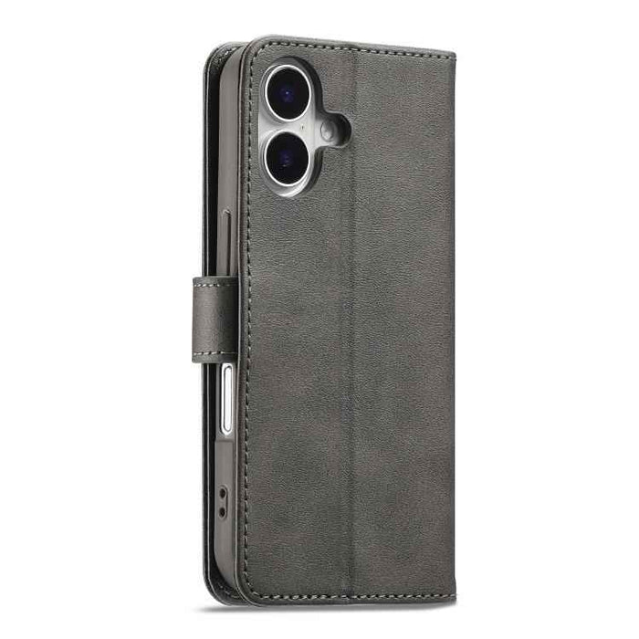 LC.IMEEKE Calf Texture Horizontal Flip Leather Case For iPhone 17(Grey)