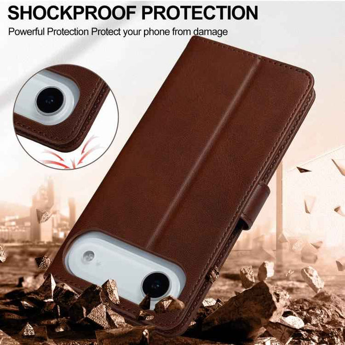 LC.IMEEKE Calf Texture Horizontal Flip Leather Case For iPhone 17 Air(Brown)