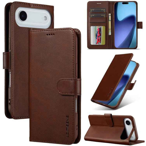 LC.IMEEKE Calf Texture Horizontal Flip Leather Case For iPhone 17 Air(Brown)