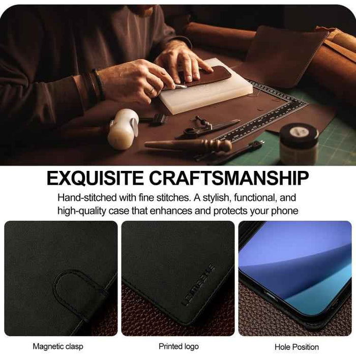 LC.IMEEKE Calf Texture Horizontal Flip Leather Case For iPhone 17 Air(Black)