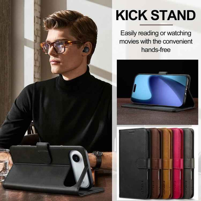 LC.IMEEKE Calf Texture Horizontal Flip Leather Case For iPhone 17 Air(Black)