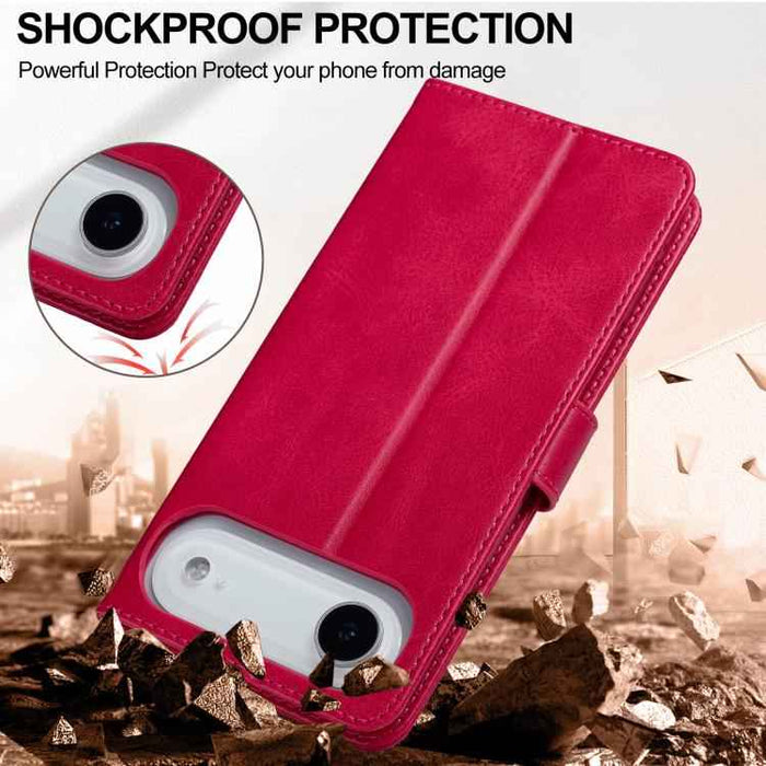LC.IMEEKE Calf Texture Horizontal Flip Leather Case For iPhone 17 Air(Red)