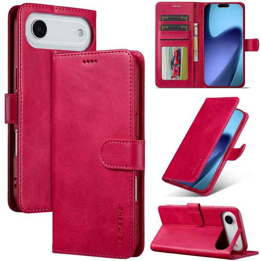 LC.IMEEKE Calf Texture Horizontal Flip Leather Case For iPhone 17 Air(Red)