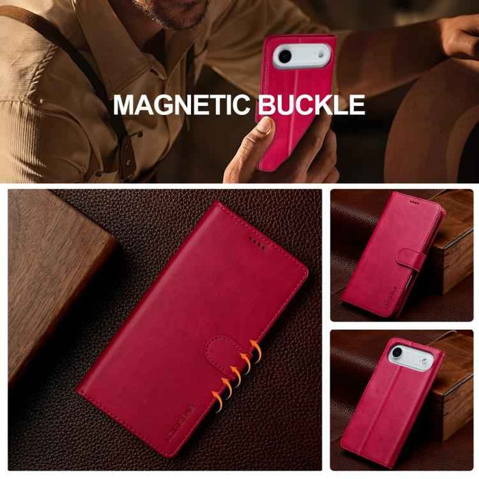 LC.IMEEKE Calf Texture Horizontal Flip Leather Case For iPhone 17 Air(Red)