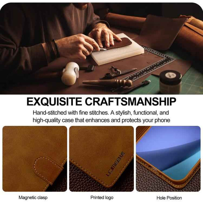 LC.IMEEKE Calf Texture Horizontal Flip Leather Case For iPhone 17 Air(Yellow)