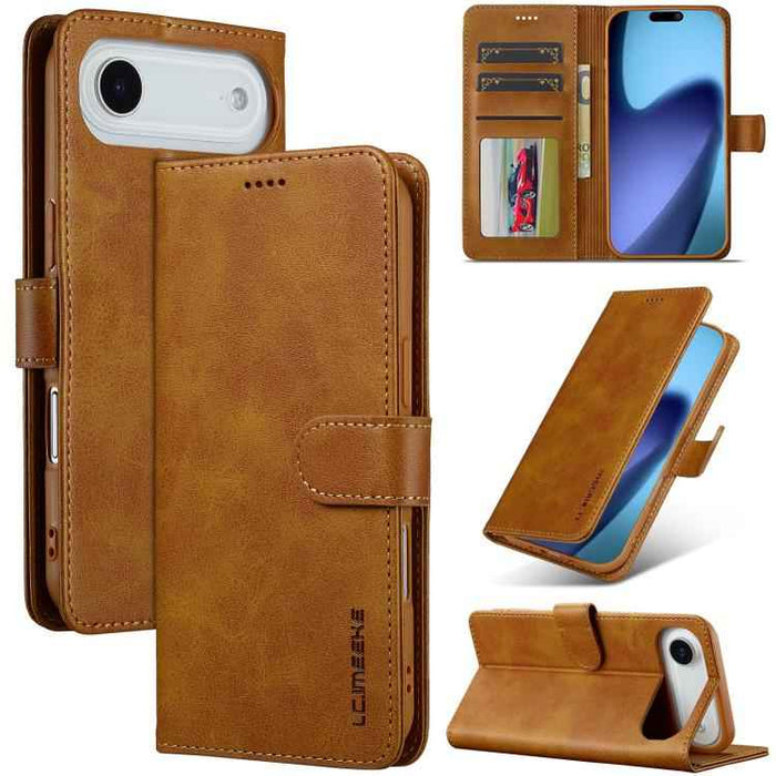 LC.IMEEKE Calf Texture Horizontal Flip Leather Case For iPhone 17 Air(Yellow)