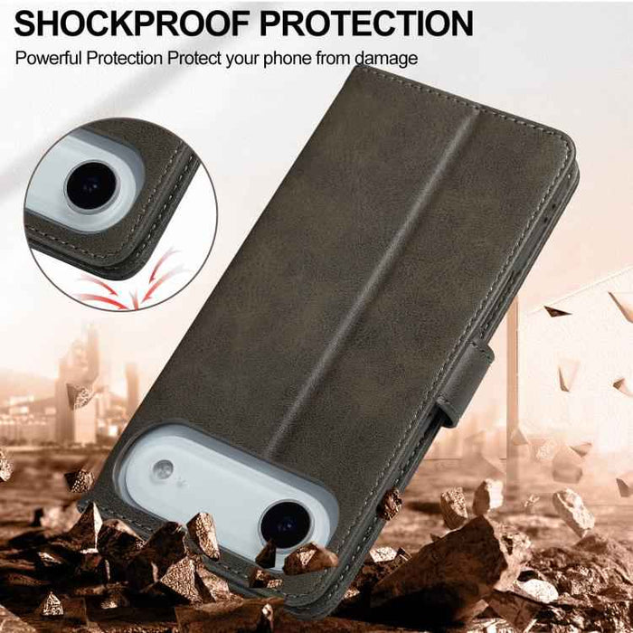 LC.IMEEKE Calf Texture Horizontal Flip Leather Case For iPhone 17 Air(Grey)