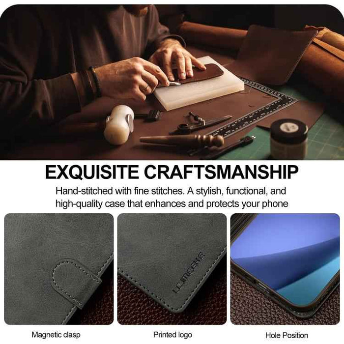LC.IMEEKE Calf Texture Horizontal Flip Leather Case For iPhone 17 Air(Grey)