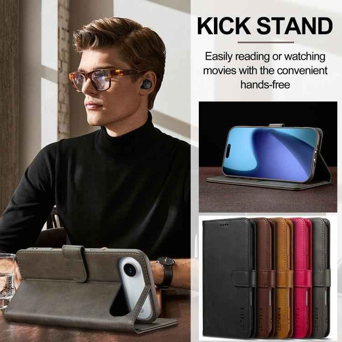 LC.IMEEKE Calf Texture Horizontal Flip Leather Case For iPhone 17 Air(Grey)