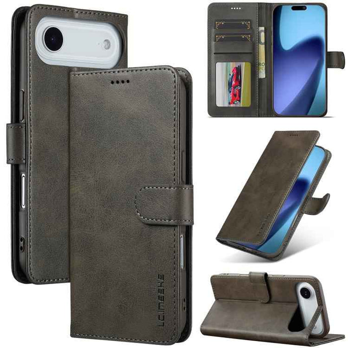 LC.IMEEKE Calf Texture Horizontal Flip Leather Case For iPhone 17 Air(Grey)