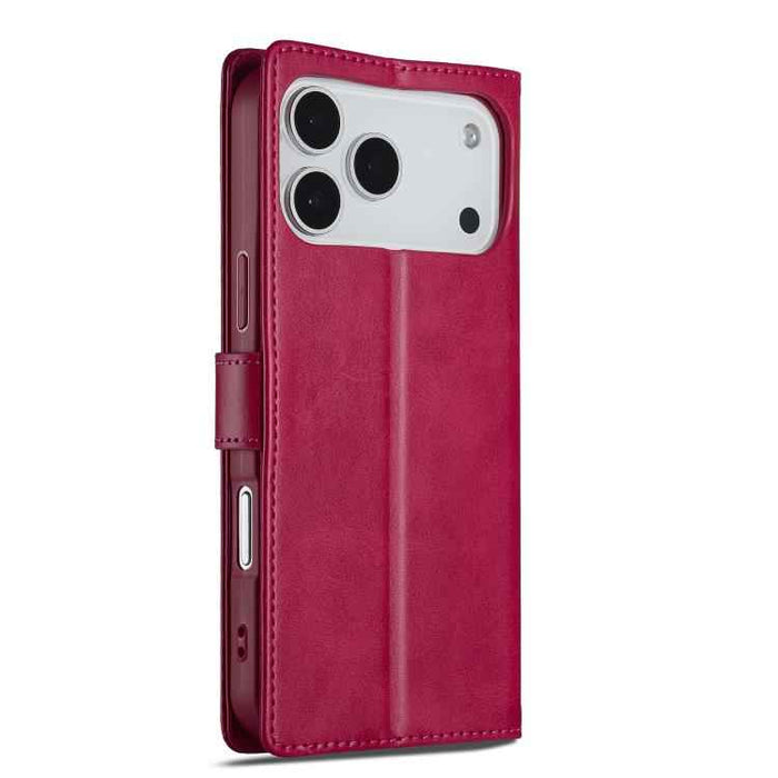 LC.IMEEKE Calf Texture Horizontal Flip Leather Case For iPhone 17 Pro Max(Red)