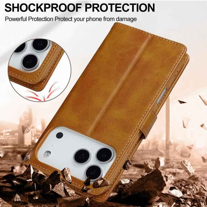 LC.IMEEKE Calf Texture Horizontal Flip Leather Case For iPhone 17 Pro Max(Yellow)