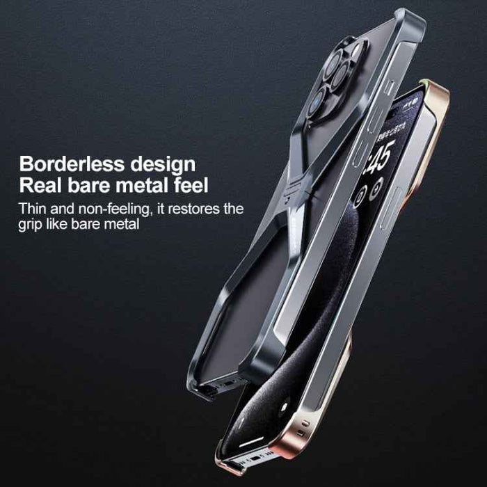 For iPhone 15 Pro Max Frameless X-shaped Metal Phone Case(Grey)