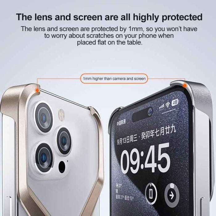 For iPhone 15 Pro Max Frameless X-shaped Metal Phone Case(Grey)