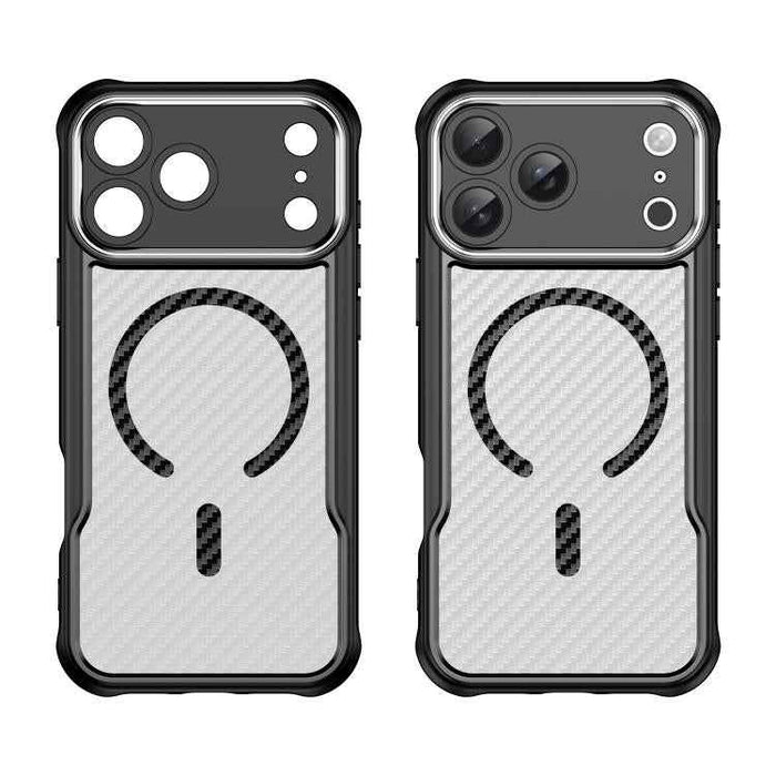For iPhone 17 Pro Max Carbon Fiber Texture MagSafe Translucent Phone Case(Black)