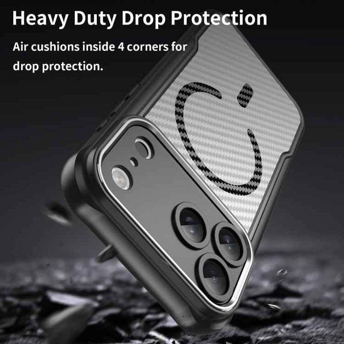 For iPhone 17 Pro Max Carbon Fiber Texture MagSafe Translucent Phone Case(Black)