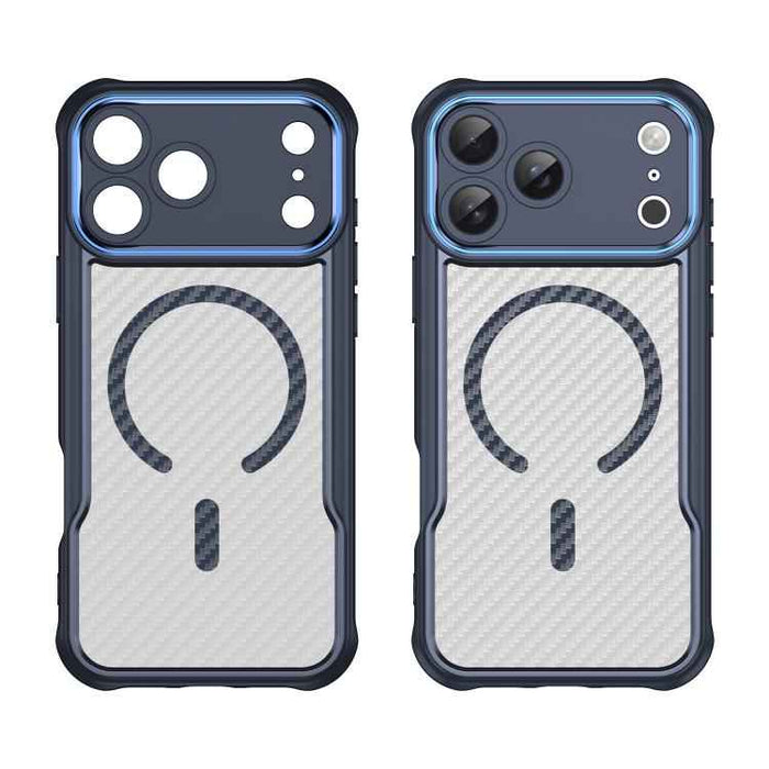 For iPhone 17 Pro Max Carbon Fiber Texture MagSafe Translucent Phone Case(Blue)