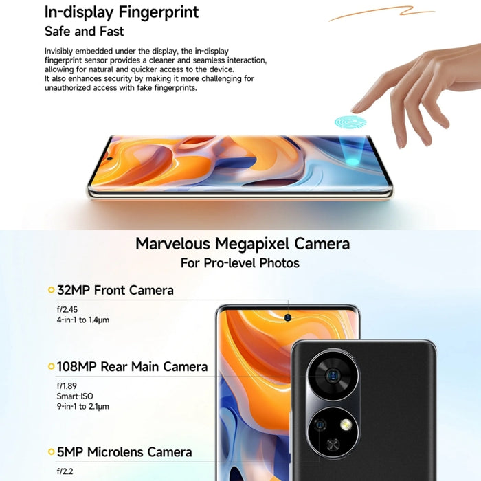 Ulefone Note 17 Pro, Screen Fingerprint, 6.78 inch Android 13 MediaTek Helio G99 MTK6789 Octa Core, NFC, Network: 4G