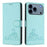 For iPhone 17 Pro Cat Rat Embossed Pattern RFID Leather Phone Case with Lanyard(Mint Green)