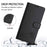 For iPhone 17 Pro Cat Rat Embossed Pattern RFID Leather Phone Case with Lanyard(Black)