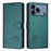 For iPhone 17 Pro Cat Rat Embossed Pattern RFID Leather Phone Case with Lanyard(Peacock Green)