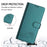 For iPhone 17 Pro Cat Rat Embossed Pattern RFID Leather Phone Case with Lanyard(Peacock Green)