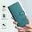 For iPhone 17 Pro Cat Rat Embossed Pattern RFID Leather Phone Case with Lanyard(Peacock Green)